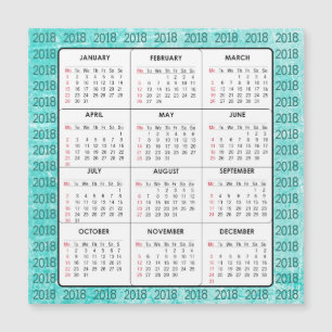 Tarjeta magnética cuadrada del calendario del