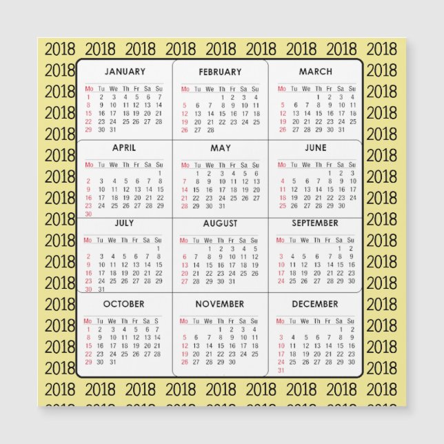 Tarjeta magnética cuadrada del calendario del (Anverso)