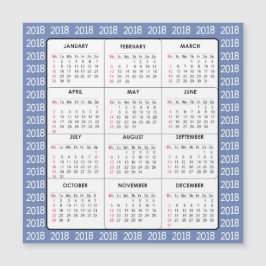 Tarjeta magnética cuadrada del calendario del azul