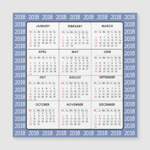 Tarjeta magnética cuadrada del calendario del azul