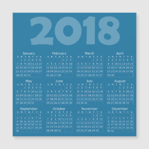 Tarjeta magnética cuadrada del calendario del azul