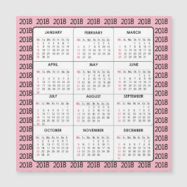 Tarjeta magnética cuadrada del calendario del rosa