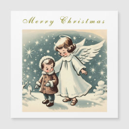 Tarjeta Magnética de Ángel de Navidad y Niño