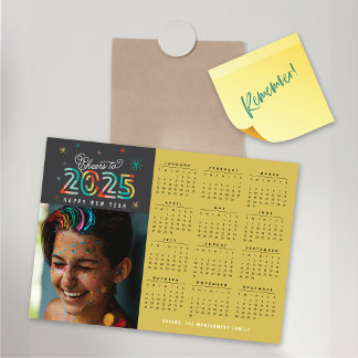 Tarjeta magnética de Año Nuevo del calendario 2025