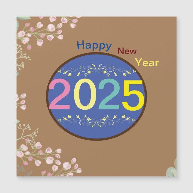 Tarjeta magnética de Año Nuevo Feliz 2025 (Anverso)