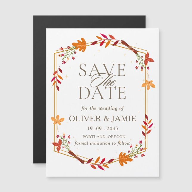 Tarjeta Magnética de Anuncio de Boda con Tema de O (Anverso/Reverso)