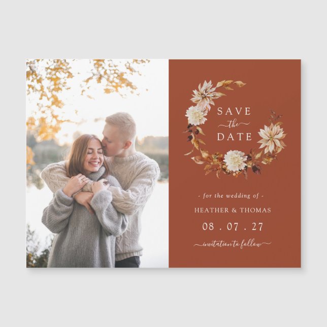 Tarjeta Magnética de Anuncio de Boda de Cobre de O (Anverso)