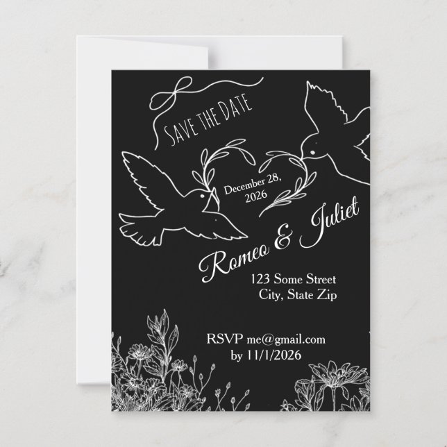 Tarjeta Magnética de Anuncio de Fecha de Boda Palo (Anverso)