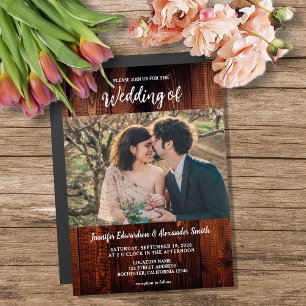 Tarjeta magnética de boda campestre con foto de ma
