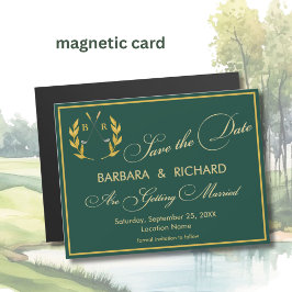 Tarjeta magnética de boda con tema de golf y monog
