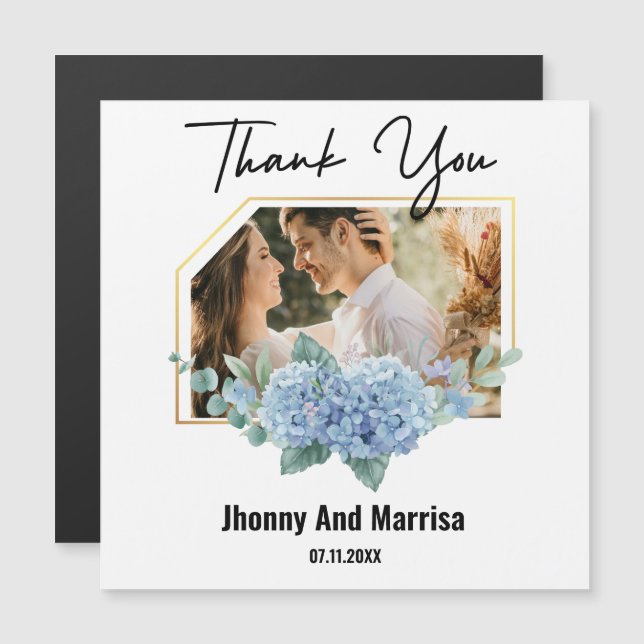 Tarjeta magnética de Boda fotográfico con guión mo (Anverso/Reverso)