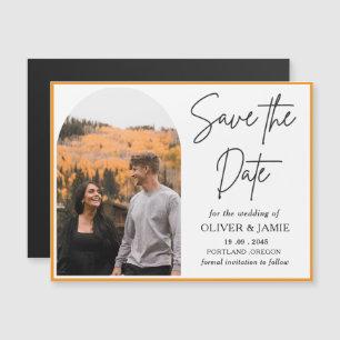 Tarjeta magnética de boda 'Save the Date' con tema