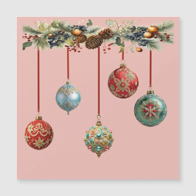Tarjeta magnética de bolas de navidad (Anverso)