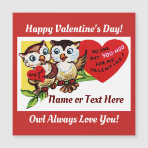 Tarjeta magnética de búhos de época Valentine