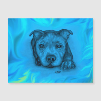 Tarjeta Magnética de Cachorro Staffy Azul
