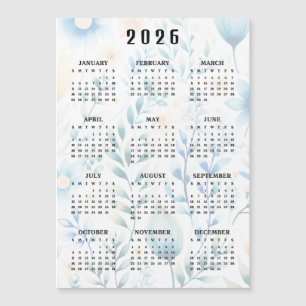 Tarjeta Magnética de Calendario 2026 con Diseño Fl