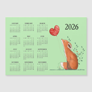 Tarjeta Magnética de Calendario 2026 de Little Fox