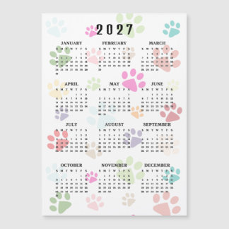 Tarjeta Magnética de Calendario 2027 Huellas de Pa