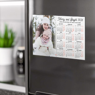 Tarjeta magnética de calendario blanco con foto fa