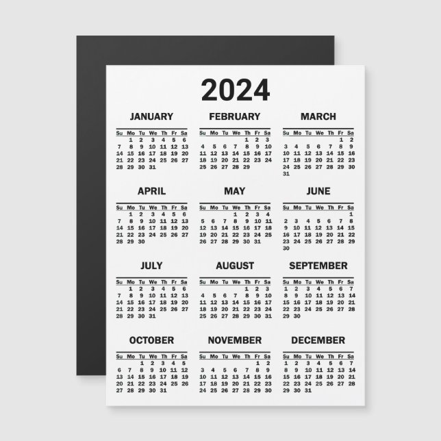 Tarjeta Magnética De Calendario De 2024 (Anverso/Reverso)