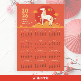 Tarjeta magnética de calendario del caballo del añ