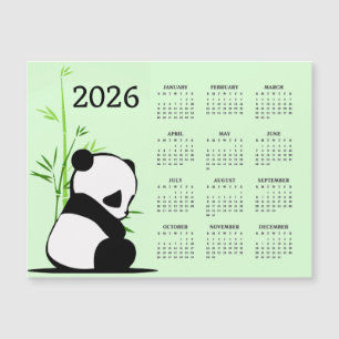 Tarjeta magnética de calendario Panda 2026