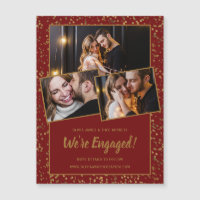 Tarjeta Magnética de Compromiso Burgundy Red Gold 