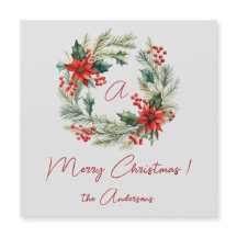 Tarjeta magnética de corona de Navidad Feliz Navid