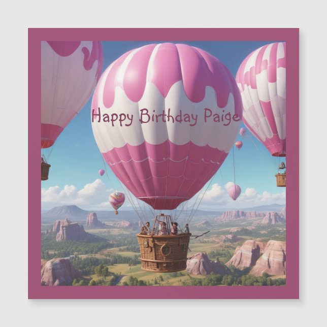 Tarjeta magnética de cumpleaños con globo de aire  (Anverso)