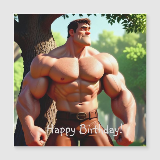 Tarjeta magnética de cumpleaños de Bodybuilder (Anverso)