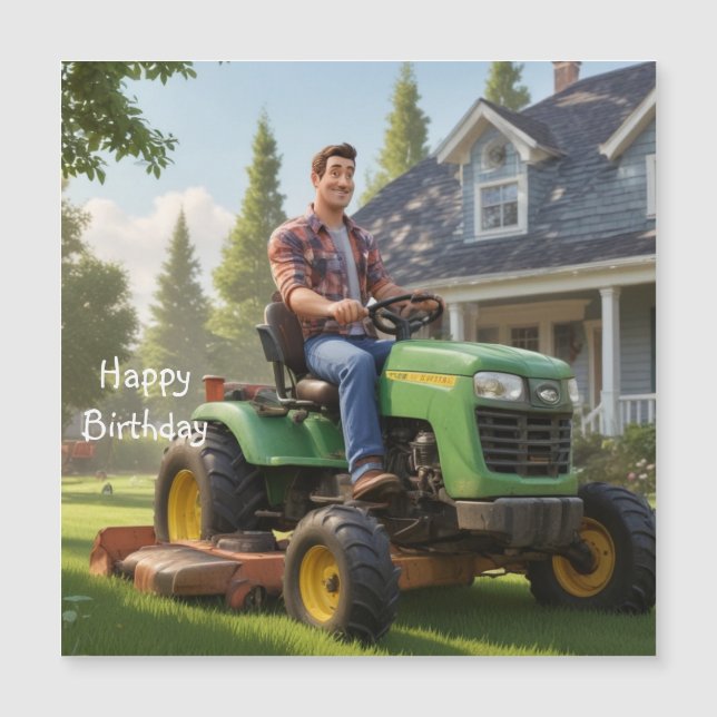 Tarjeta magnética de cumpleaños de Lawnmower Man (Anverso)