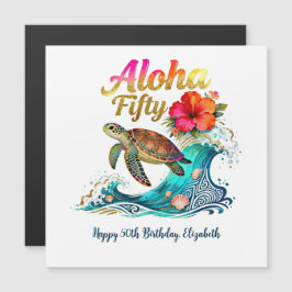 Tarjeta magnética de cumpleaños número 50 Tropical