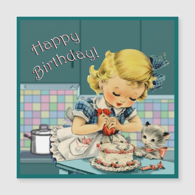 Tarjeta magnética de cumpleaños vintage (Anverso)