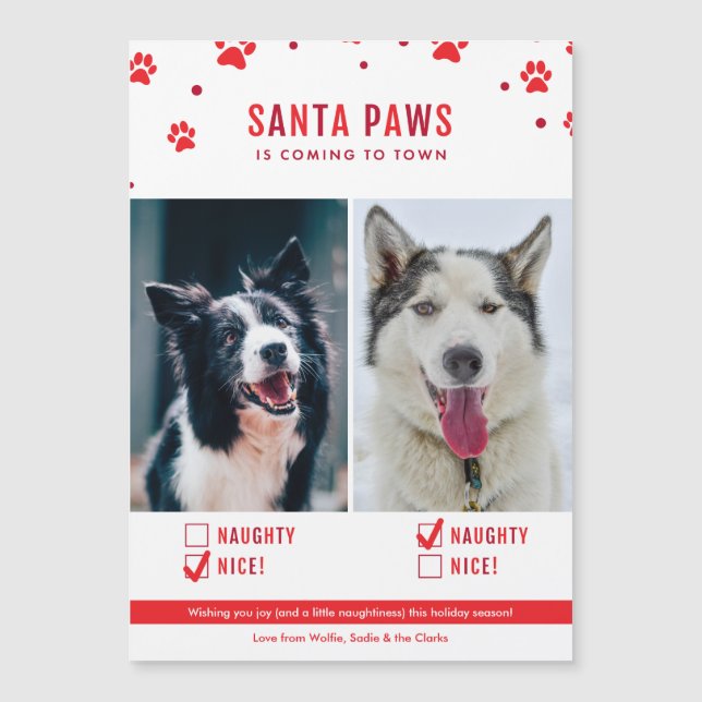 Tarjeta magnética de dos Navidades de perro travie (Anverso)
