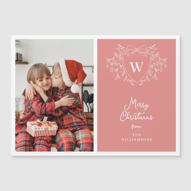 Tarjeta magnética de escudo blanco rosa de coral m (Anverso)