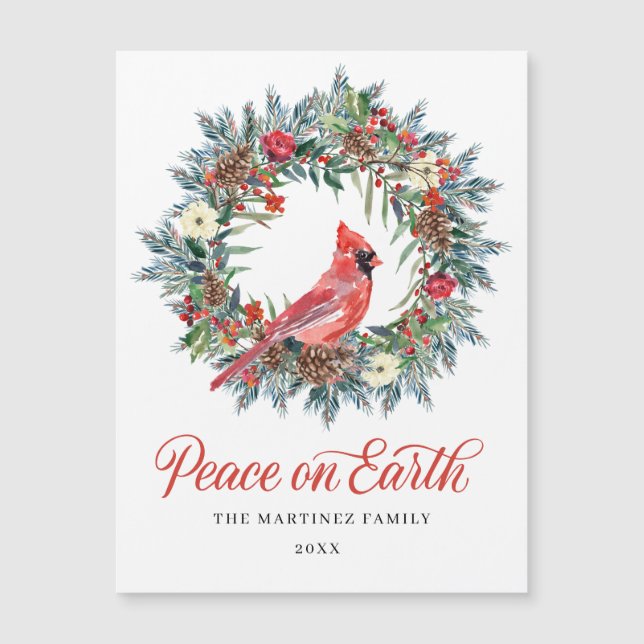 Tarjeta magnética de festividad de cardenales Wrea (Anverso)