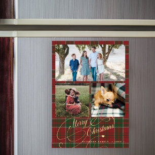 Tarjeta magnética de foto familiar de Navidad plai