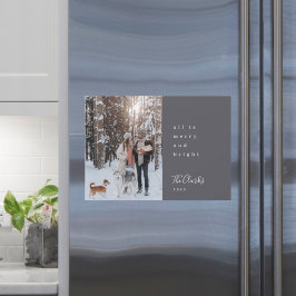 Tarjeta magnética de foto gris de Navidades mínimo