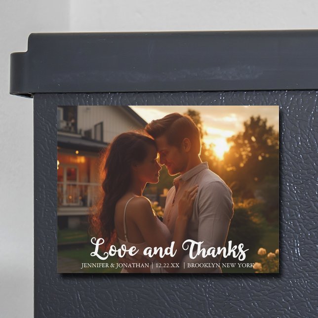 Tarjeta magnética de fotos de boda elegante de amo (Subido por el creador)