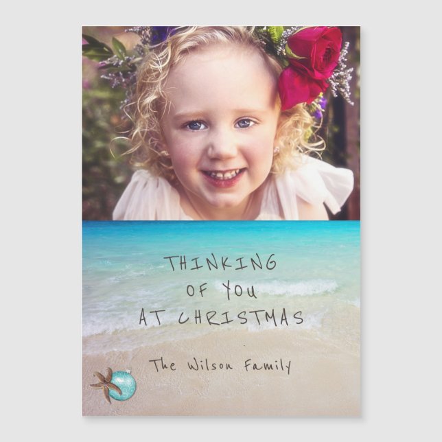 Tarjeta magnética de fotos de Navidades de playa (Anverso)