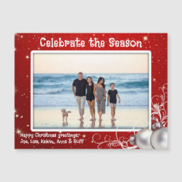 Tarjeta magnética de fotos de Navidades rojos