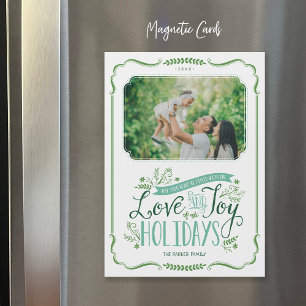 Tarjeta magnética de fotos navideñas con fantasía