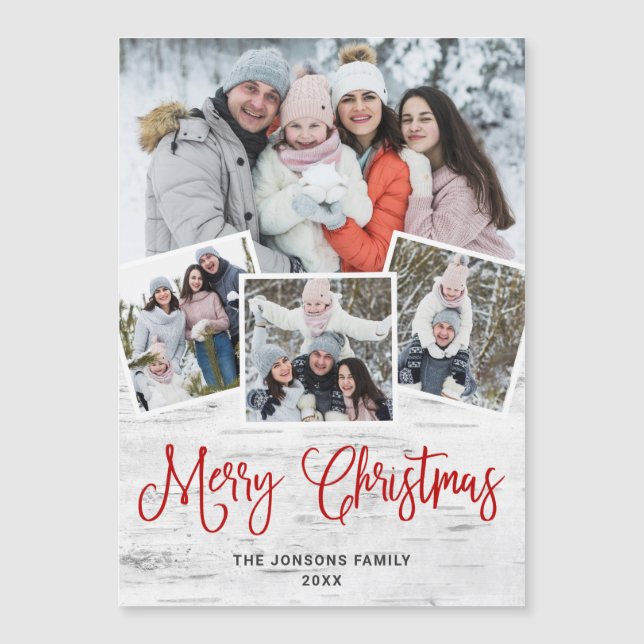 Tarjeta magnética de fotos Rústica Birch Bark 4 na (Anverso)