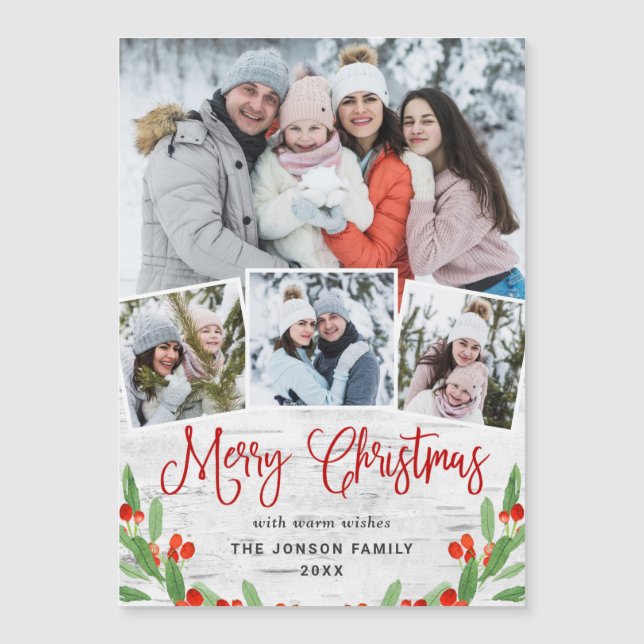 Tarjeta magnética de fotos Rústica Birch Bark 4 na (Anverso)