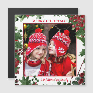 Tarjeta magnética de fotos rusticas de navidad