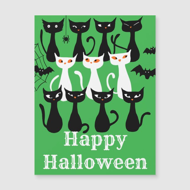 Tarjeta magnética de gatos de Halloween graciosos  (Anverso)