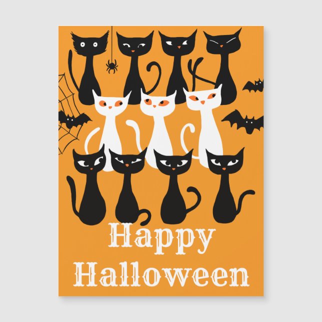 Tarjeta magnética de gatos de Halloween graciosos  (Anverso)