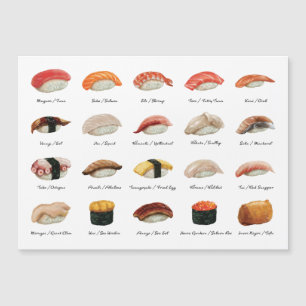 Tarjeta magnética de gráfico de sushi de color de
