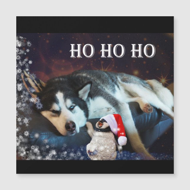Tarjeta magnética de Husky Humbug Navidades (Anverso)