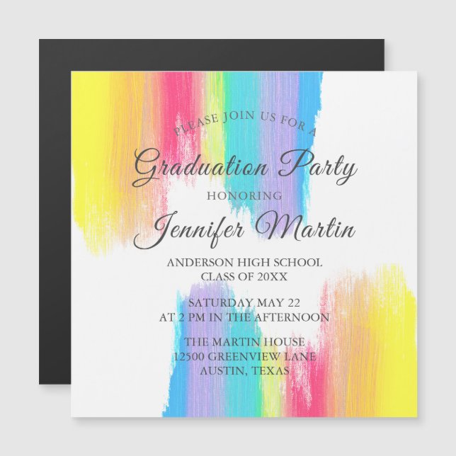 Tarjeta magnética de invitación para fiesta de gra (Anverso/Reverso)